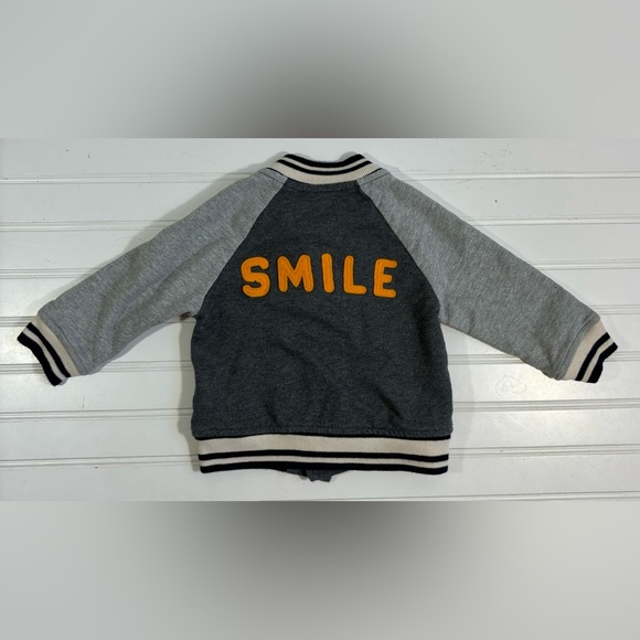 Baby Gap Varsity Jacket Size 12-18 Months Gray Smile Boy Cotton - Picture 8 of 12